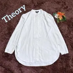 美品✨Theory　セオリー　バンドカラーブラウス　パフスリーブ　ホワイト　S