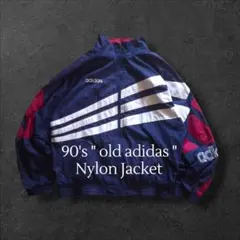 90s old adidas オールドアディダス ナイロンジャケット刺繍ロゴ