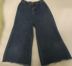 ワイドレッグ ダークデニムパンツ　ワイドパンツ　デニム