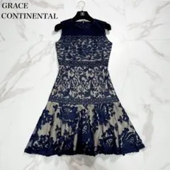 美品✨グレースコンチネンタル マルチレース切替ワンピース チュール刺繍