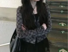 新品　チェック柄スリムカーディガン　エニワンモア　anyonemore