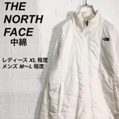 ○ノースフェイス 中綿ジャケット キルティング 刺繍ロゴ ホワイト 白 系 XL