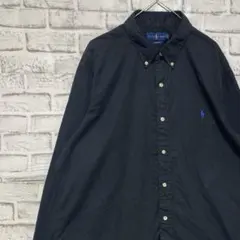 ラルフローレン長袖シャツ！ブラックXL ロゴ刺繍 0226