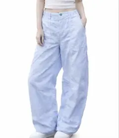 【★新品 未使用★】GU ホワイト ワークパンツ/カジュアルパンツ Mサイズ