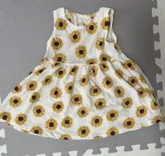 ひまわり柄ノースリーブワンピース