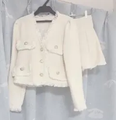 TIKA プリーツ ミニスカート ガーリーツイードセットアップ