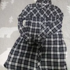 LOWRYS FARM起毛シャツワンピースMグレーチェック柄