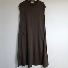 earth ブラウン ノースリーブ カットソーワンピース