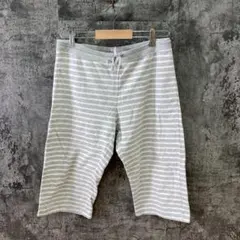 UNIQLO ユニクロ ボーダースウェットハーフパンツ✨ 白 グレー (L)