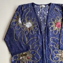 used レトロ レース 刺繍 カーディガン 古着 ヴィンテージ vintageのサムネイル