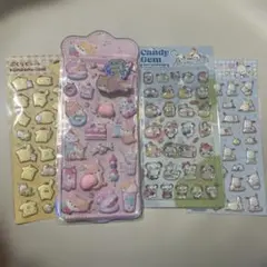 ポムポムプリン・ポチャッコ　しば犬　立体シール4枚　おしり