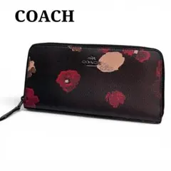 【極美品】COACH 長財布ハーフトーン フローラル アコーディオンジップ