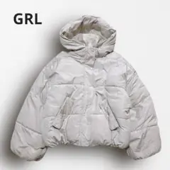 ◆6570＊GRL 中綿ジャケット フード付 ショート丈 可愛い♡ ライトグレー