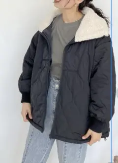 ♪衿ボア 波キルティング 2WAYカラーブルゾン