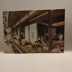 向こう三軒両隣 アートプリント日本の冬の生活風景『冬の縁側』原田泰治氏作品のサムネイル