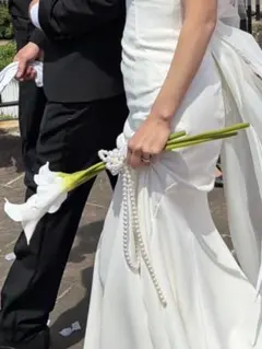 カラー　花束　ウエディングブーケ　アーティフィシャルフラワー　造花　パール