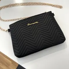 新品 ショルダーバッグ 黒 ブラック チェーン キルティング ゴールド ミニ