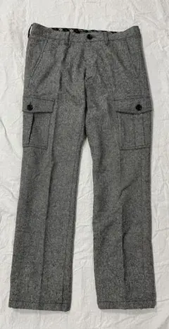 【極美品】バーバリーブラックレーベル ウールカーゴパンツ グレー 76 チェックのサムネイル