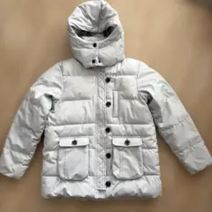 キッズ 中綿　ダウンジャケット 130 ライトグレー フード付き　ジャケット