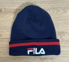 FILA ニット帽& ネックウォーマーネイビー ストライプ