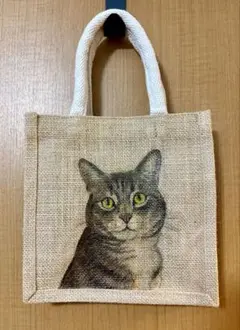 キジトラ猫ちゃんのジュートバッグ☆デコパージュ