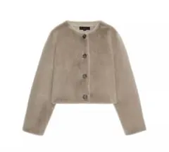 フェイクファーショートジャケット ベージュ