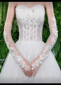 ウェディンググローブ レース刺繍 ホワイト