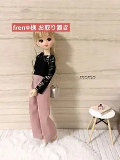 再販♡22cmドール服 レース切り替えワンピース×ツイードお花バッグ♡2