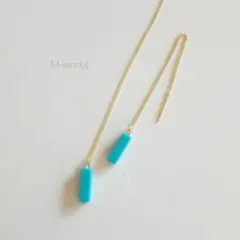 No.155　天然石ターコイズ∴サージカルステンレスアメリカンピアス