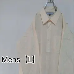 K41【US輸入】トミーヒルフィガー　長袖シャツ【メンズL】黄色ストライプ