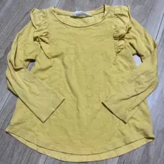 イエロー フリル付き 長袖カットソー