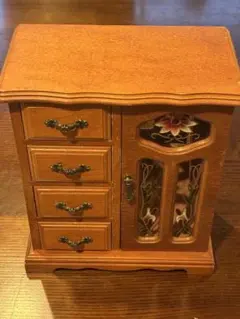 木製アクセサリーケース　ミラー付き　アンティーク