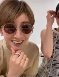 zoff 吉田怜香 コラボ グリーンサングラス Zoff ×yoshida reika グリーン ラウンドサングラス ケース付き