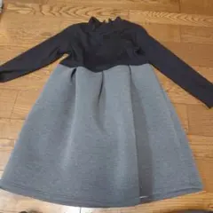 黒とグレーの長袖ワンピース　150 冠婚葬祭