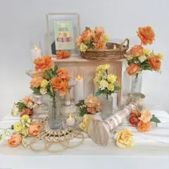 オレンジ系 造花まとめ売り ウェルカムスペース