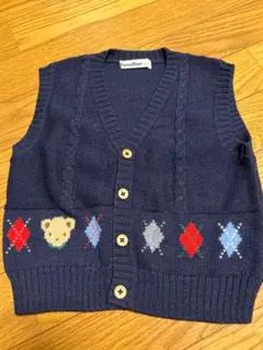 最終価格☆familiar ニット ベスト 紺色 100 美品 ボタン