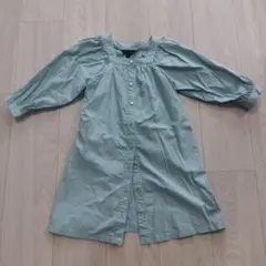 【美品】マーキーズ 100㎝ 七分袖シャツワンピース グリーン 2WAY