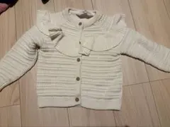 H&M ホワイト フリル付きカーディガン