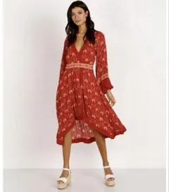 新品未使用 スペルアンドザジプシー ロングワンピース S 花柄 ヒョウ柄 ラメ 新品未使用 スペルアンドザジプシー ロングワンピース S 花柄