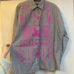 diesel グラフィックプリントストライプシャツ