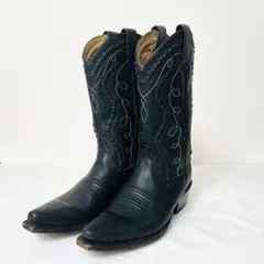 極美品☆ZARA ウエスタン カウボーイ ブーツ スタッズ サイドジップ 38