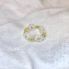 ビーズリング　指輪　ハンドメイド　韓国　アクセサリー　透明　クリア