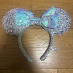ディズニー スパンコール ミニー カチューシャ シルバー 水色