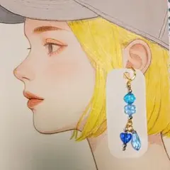 クリアブルーモチーフピアス （ディープブルーハート）（1A）片耳