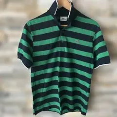 LACOSTE 緑黒ストライプ ボーダー　ポロシャツ サイズ4