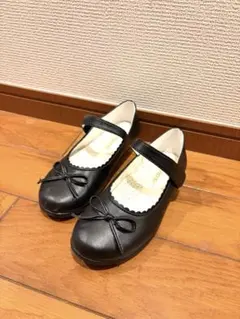 黒 リボン付き フォーマルシューズ 21cm