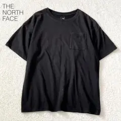 【ザノースフェイス】Tシャツ 半袖 クルーネック ロゴ刺繍 綿混 シンプル【L】