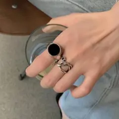 2点セット ユニセックス ヴィンテージ シルバー925 リング #C586-4