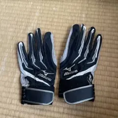 Mizuno バッティング用手袋 ブラック/シルバー