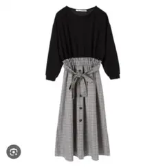 Ryu Cassin チェック柄ロングワンピース